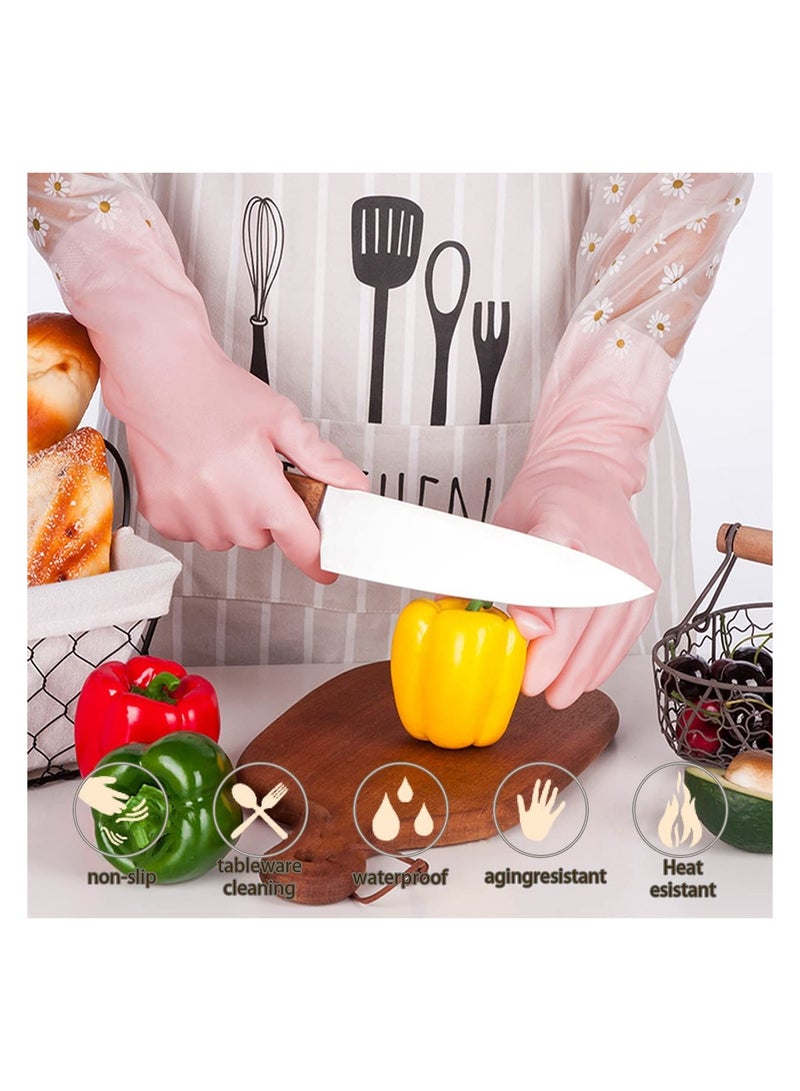 3 أزواج من القفازات المطاطية لقفازات التنظيف المنزلية، قفازات المطبخ البلاستيكية المتينة لغسل الأطباق المقاومة للماء - Image 4