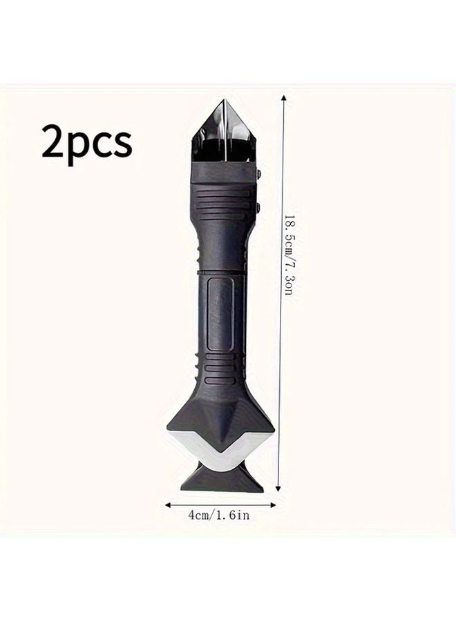 3 In 1 Silicone Caulking Tool Set With Stainless Steel Tip Sealant Cleaner Black - Image 1