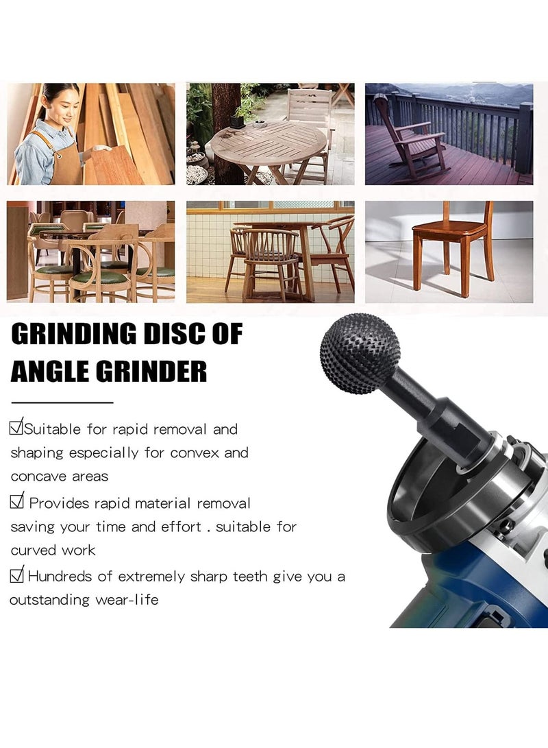 Spherical Rotary Burr, Carbon Steel Wood Carving Polishing Engraving Drilling Bit Grinding Head, 14mm Head for 115/125 Angle Grinder - Image 2