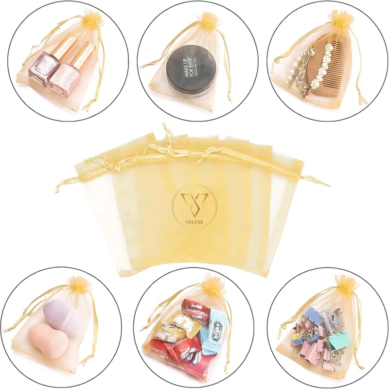 VELEXE Colourful Organza Gift Bags | 5x3CM | Pack of 50 | Drawstring Pouches for Jewelry, Party Favors, and DIY Crafts | Reusable & Versatile Storage Pouches - Image 4
