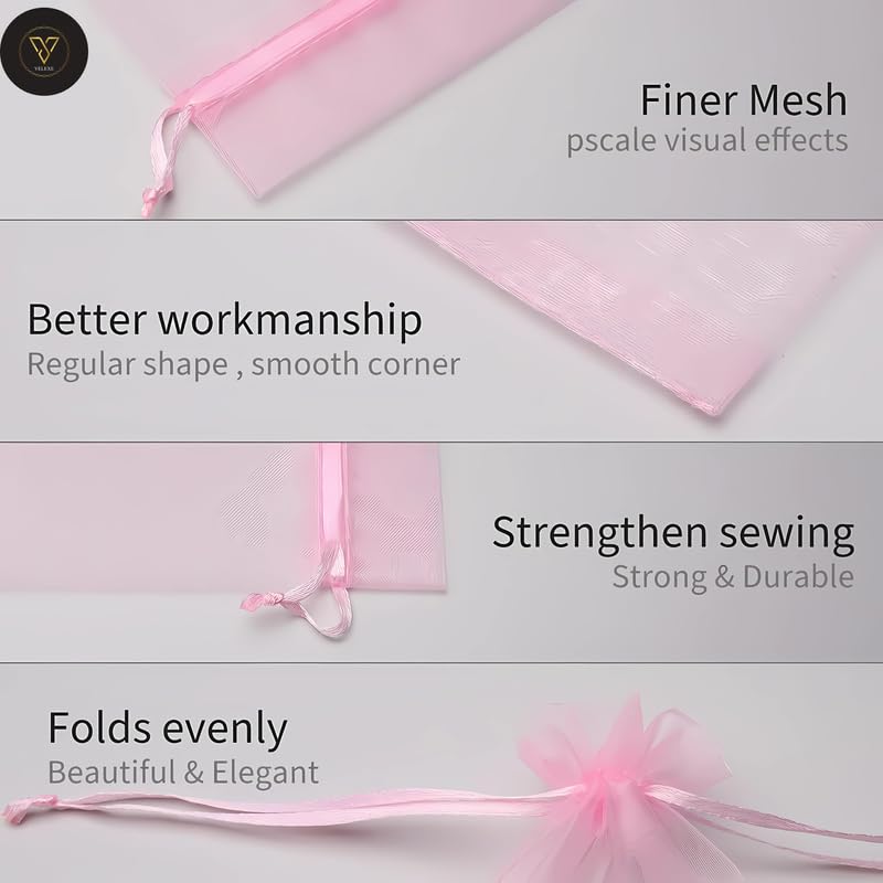 VELEXE Colourful Organza Gift Bags | 5x3CM | Pack of 50 | Drawstring Pouches for Jewelry, Party Favors, and DIY Crafts | Reusable & Versatile Storage Pouches - Image 5