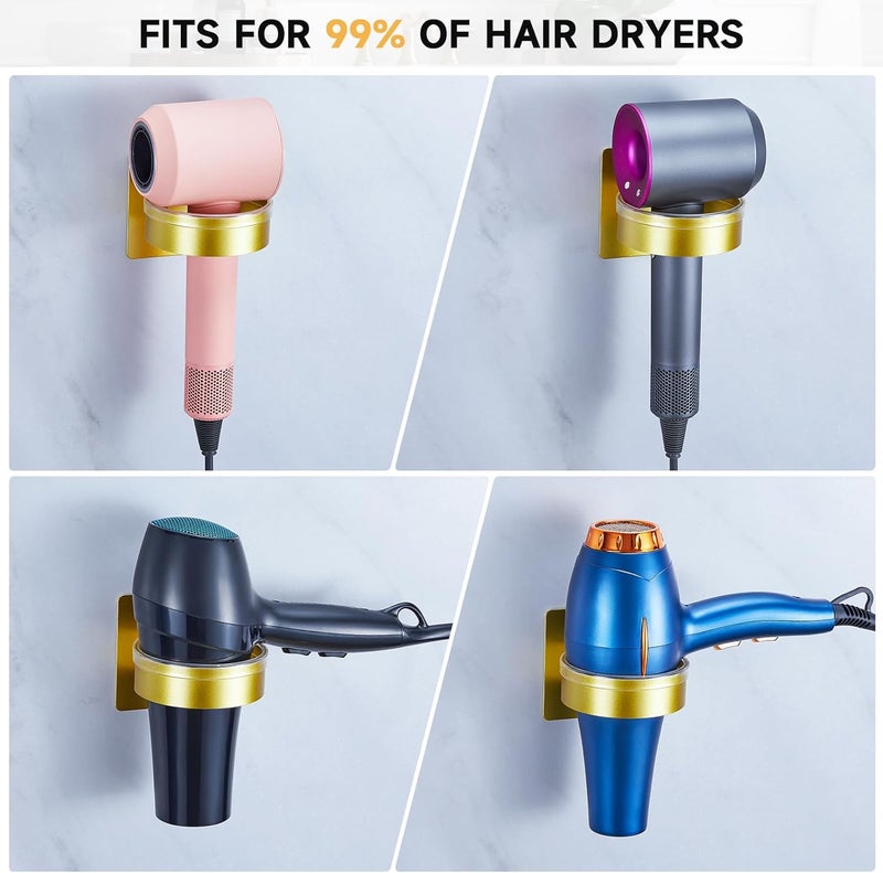 Oukimly Hair Dryer Holder Wall Mounted, Blow Dryer Holder, Hair Tool Organizer for Hair Dryer Storage Hanger, Adhesive Hairdryer Holder for Bathroom Barber Shop (Gold) - Image 4