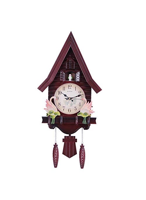Three Secondz Three Secondz European Style Creative Wall Cuckoo Wall Clock 69 cm x 16 cm x 33 cm ChocoBrown  - Image 1