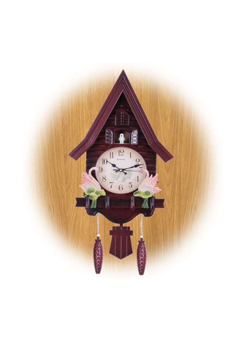 Three Secondz Three Secondz European Style Creative Wall Cuckoo Wall Clock 69 cm x 16 cm x 33 cm ChocoBrown  - Image 2