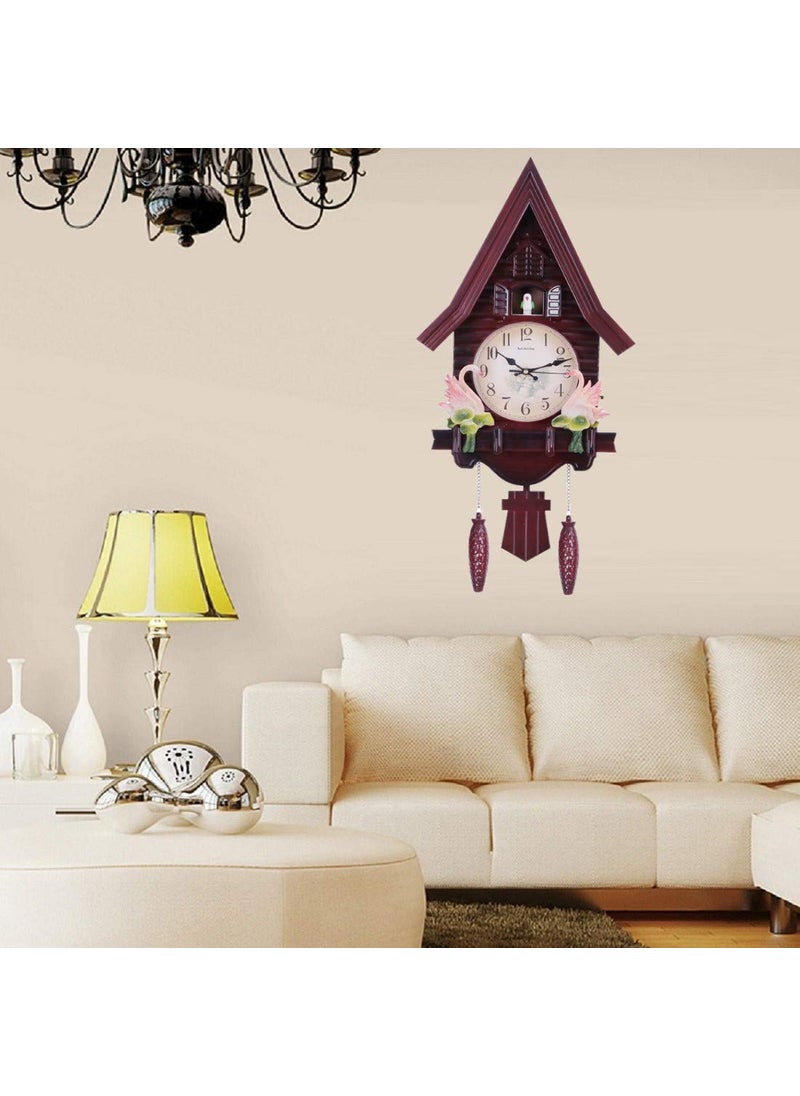 Three Secondz Three Secondz European Style Creative Wall Cuckoo Wall Clock 69 cm x 16 cm x 33 cm ChocoBrown  - Image 4