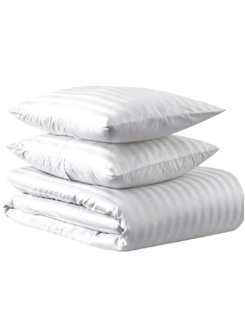 Blueberry Luxury King Size Quilted Down Stripe Duvet Insert Cotton White  240x260cm With 2 Pieces Pillow  - Image 1