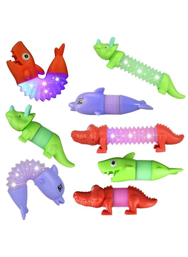 8Pack LED Pop Tubes Set, Mixed Animal Pop Tube Sensory Fidget Toy for Kids 5-7, ADHD Autism Sensory Travel Toys Party Favors Christmas Stocking Stuffers Classroom Prizes Birthday Goodie Bag Gifts 