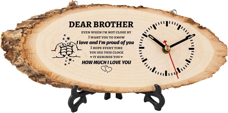 BeauGift Gifts for Brother, Christmas Wooden Clock Gift for Brothers from Sister Men Friend,Brothers Christmas Birthday Present for Brother in Law to My Brother - Image 1