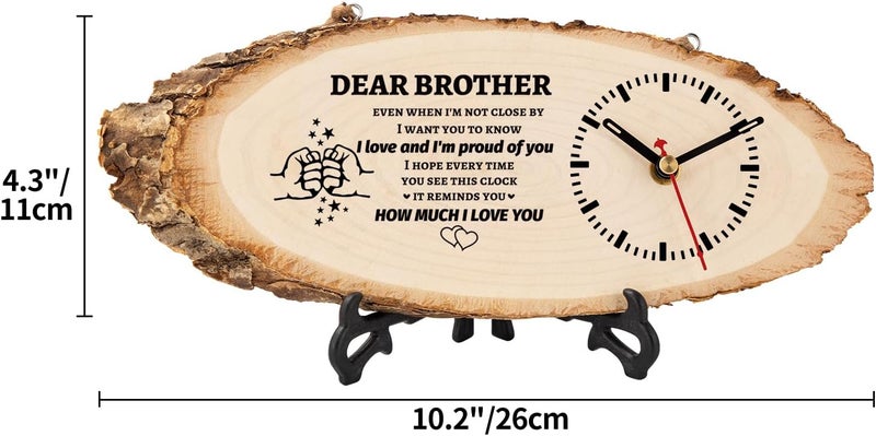 BeauGift Gifts for Brother, Christmas Wooden Clock Gift for Brothers from Sister Men Friend,Brothers Christmas Birthday Present for Brother in Law to My Brother - Image 3