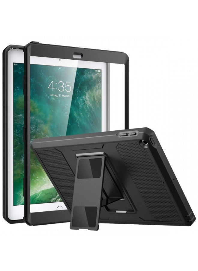 Moko Case Fit 2018/2017 Ipad 9.7 6Th/5Th Generation - [Heavy Duty] Shockproof Full Body Rugged Hybrid Cover With Built-In Screen Protector Compatible With Apple Ipad 9.7 Inch 2018/2017, Black - Image 2