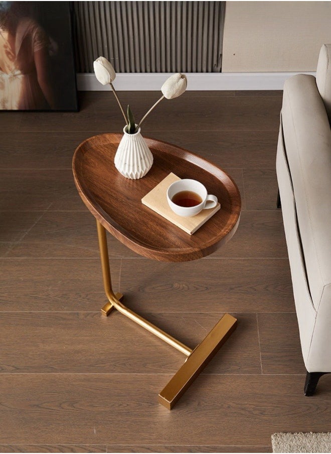 XiuWoo Sturdy Nordic Style Coffee Table Sofa Side Table End Table For Living Room - Gold + Walnut Color  - Image 1