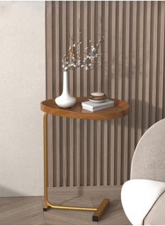 XiuWoo Sturdy Nordic Style Coffee Table Sofa Side Table End Table For Living Room - Gold + Walnut Color  - Image 2