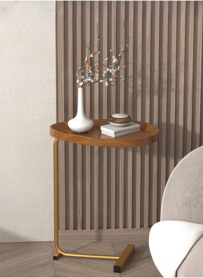 XiuWoo Sturdy Nordic Style Coffee Table Sofa Side Table End Table For Living Room - Gold + Walnut Color  - Image 2