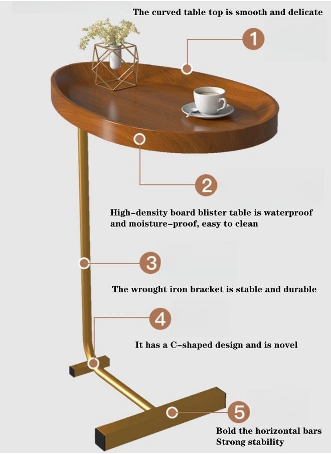XiuWoo Sturdy Nordic Style Coffee Table Sofa Side Table End Table For Living Room - Gold + Walnut Color  - Image 3
