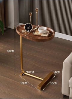 XiuWoo Sturdy Nordic Style Coffee Table Sofa Side Table End Table For Living Room - Gold + Walnut Color  - Image 4