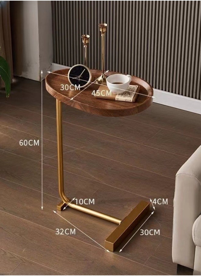XiuWoo Sturdy Nordic Style Coffee Table Sofa Side Table End Table For Living Room - Gold + Walnut Color  - Image 4