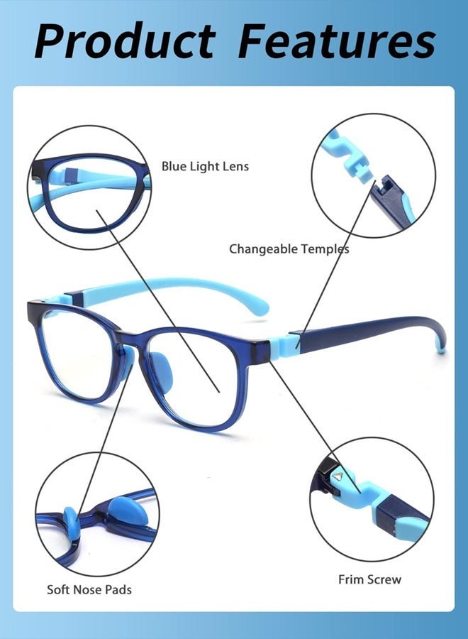 general Kids Blue Light Blocking Glasses Silicon Material Anti Eyestrain UV Blocking Reading Glasses Gaming Computer Eyeglasses Light Weight Frame for Kids 3 to10 Year Old Blue - Image 2