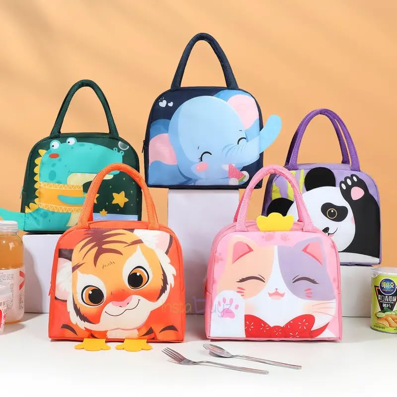 INSTABUYZ 3D Printed Hot & Cold Leak Proof Lunch Bag for Office School Kids Men & Women Storage Bag with Handle Tiffin Bag (Panda) - Image 3