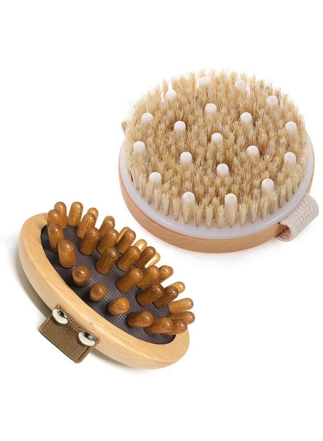 Boan 2 Piece Shower Brush Setnatural Wooden Massage Brush For Dry Skin Lymphatic Drainage And Cellulite Care Body Brush For Exfoliating Body Scrubber And Cellulite Treatment - Image 1