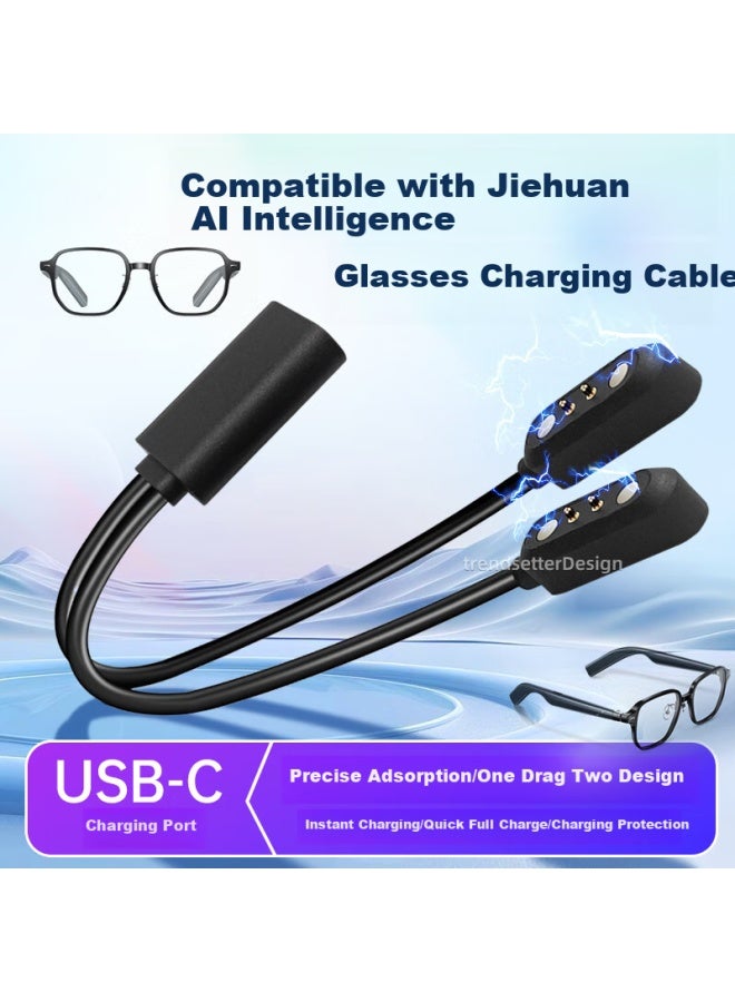 Yingqian Compatible With Jiehuan Glasses Charging Cable Charger Ss0201Gl Miniso Bluetooth Earphone Glasses Yj006/Mz02 One For Two Magnetic Charging Cable Universal Two-Pin Accessories