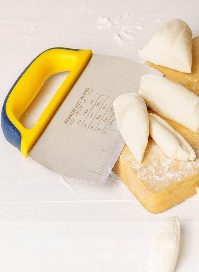 P Plus Fire Stainless Steel Dough Scraper - Dough Cutter With Grip Bench Scraper with Measuring Scale and Plastic Handle Cake Decorating Baking Tool Dough Bench Scraper Cake Cutter (Yellow, Pack of 1) - Image 5