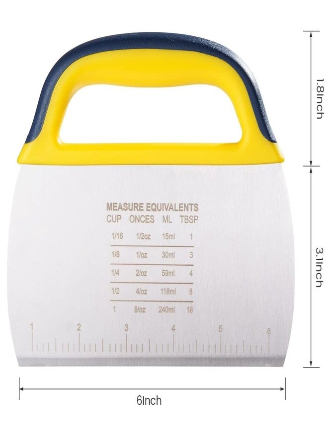 P Plus Fire Stainless Steel Dough Scraper - Dough Cutter With Grip Bench Scraper with Measuring Scale and Plastic Handle Cake Decorating Baking Tool Dough Bench Scraper Cake Cutter (Yellow, Pack of 1) - Image 2