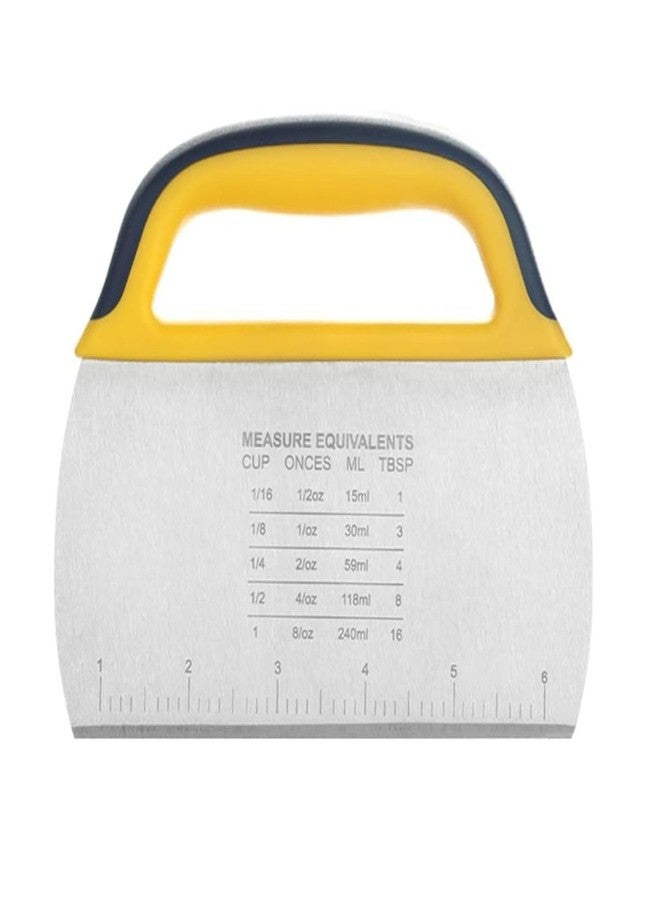 P Plus Fire Stainless Steel Dough Scraper - Dough Cutter With Grip Bench Scraper with Measuring Scale and Plastic Handle Cake Decorating Baking Tool Dough Bench Scraper Cake Cutter (Yellow, Pack of 1) - Image 1