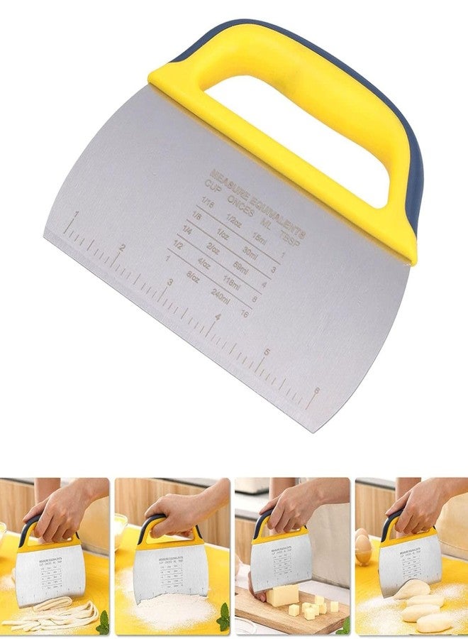 P Plus Fire Stainless Steel Dough Scraper - Dough Cutter With Grip Bench Scraper with Measuring Scale and Plastic Handle Cake Decorating Baking Tool Dough Bench Scraper Cake Cutter (Yellow, Pack of 1) - Image 4