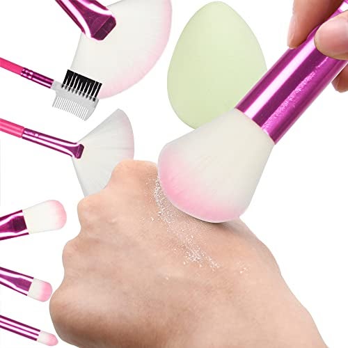 Adbeni Makeup Brush Set Professional Eyebrow, Fan, Eyeshadow, Eyebrow Comb, Powder, Concealer, Hoghlighter, Foundation Blending Brushes Kit (Set Of 8) & 1 Beauty Blender - Image 3
