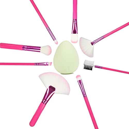Adbeni Makeup Brush Set Professional Eyebrow, Fan, Eyeshadow, Eyebrow Comb, Powder, Concealer, Hoghlighter, Foundation Blending Brushes Kit (Set Of 8) & 1 Beauty Blender - Image 4