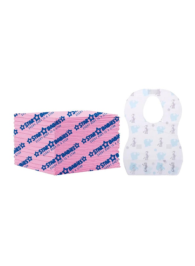 Star Babies Disposable Combo pack -Disposable Bibs pack of 20 with Changing Mat 15pcs-Elephant