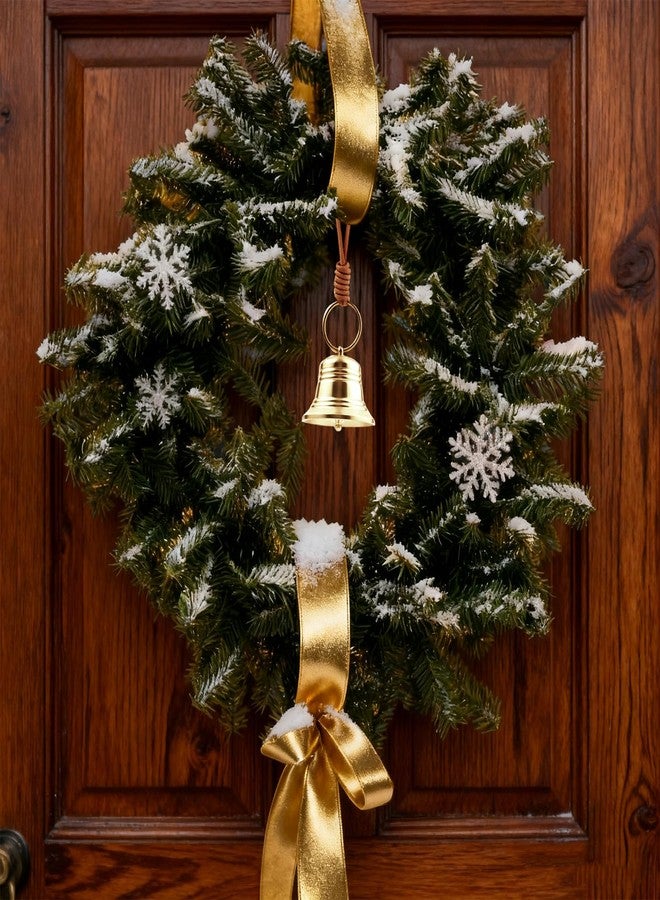 LUSTRIB 1 Pcs Small Brass Hanging Bells for Door Knob, Vintage Gold Door Bell with Leather Rope, Shopkeepers Bell for Front Door Opening, Jingle Bell for Home Office Garden Shop & Christmas Decor - Image 4