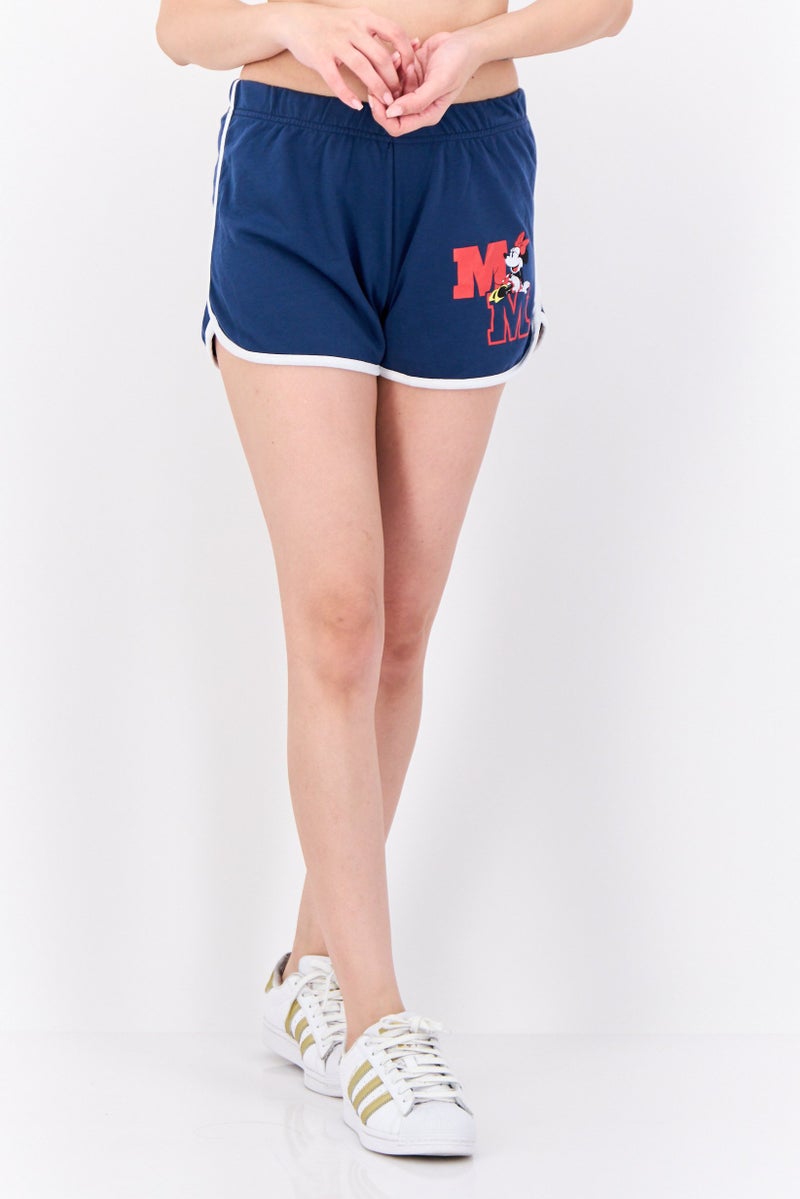 Lefties Disney x Lefties Women Graphic Print Basic Shorts, Navy - Image 1