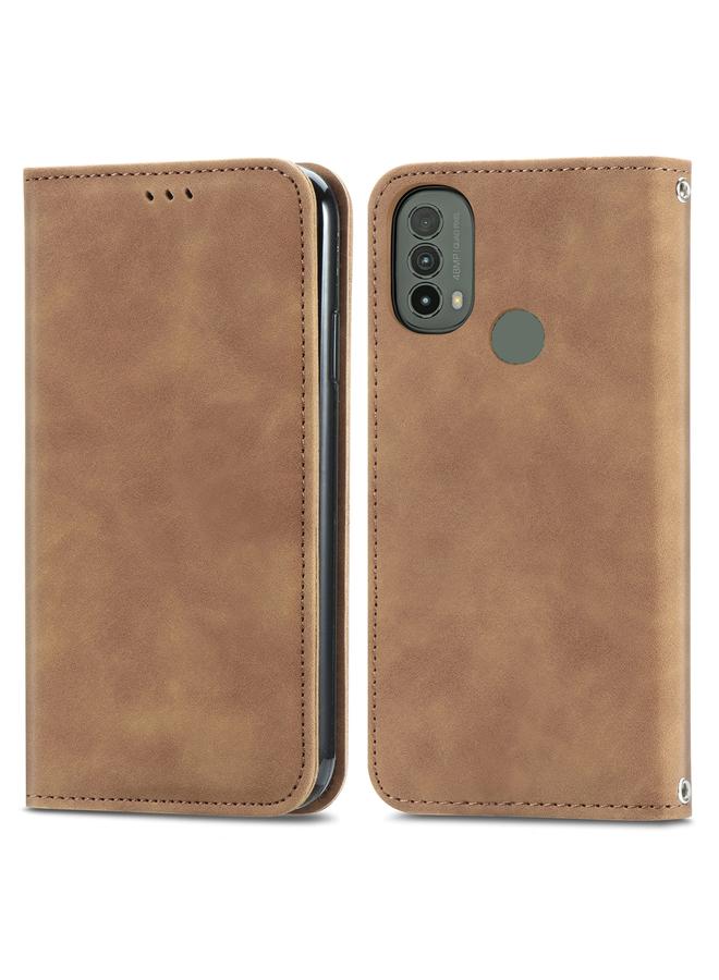 S-TOP Case For Motorola Moto E40 Retro Skin Feel Magnetic Horizontal Flip Leather Case - Image 2