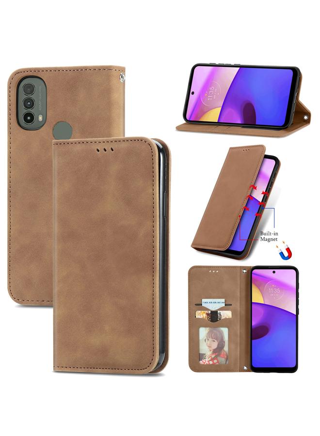 S-TOP Case For Motorola Moto E40 Retro Skin Feel Magnetic Horizontal Flip Leather Case - Image 1