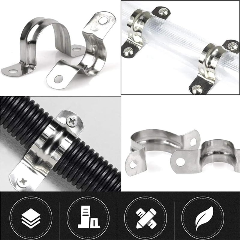 M5 Size U Shape Stainless Steel Two Hole Conduit Clamp 200pcs For Pipe Tube Mounting - Image 5