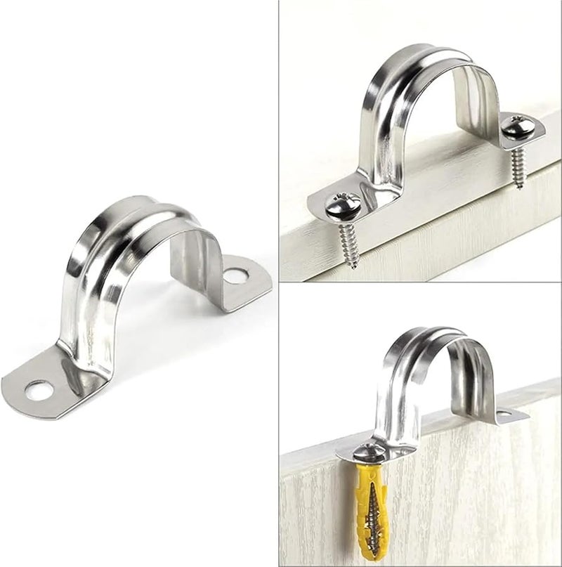 M5 Size U Shape Stainless Steel Two Hole Conduit Clamp 200pcs For Pipe Tube Mounting - Image 3