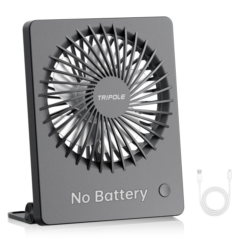 TriPole Mini Desk Fan USB Powered Portable Fan Small Personal Fan 3 Speeds Strong Airflow Table Fan for Travel Home Office Bedroom Desktop, 3.3ft Cable (No Battery, Black) - Image 1
