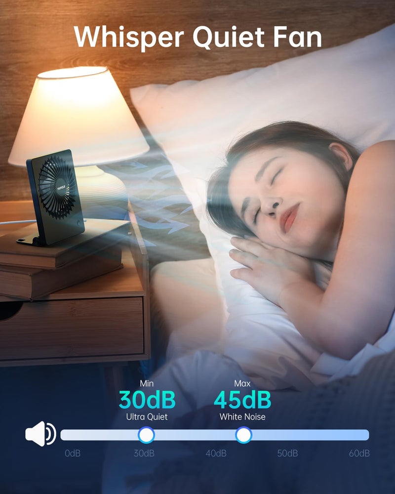 TriPole Mini Desk Fan USB Powered Portable Fan Small Personal Fan 3 Speeds Strong Airflow Table Fan for Travel Home Office Bedroom Desktop, 3.3ft Cable (No Battery, Black) - Image 3