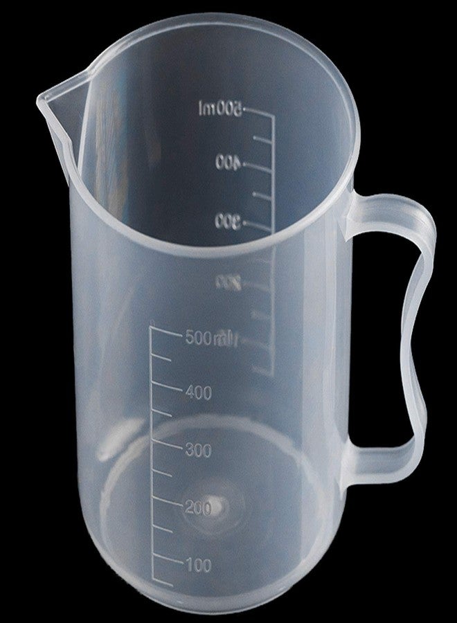 Melostu Cup 500ml Clear PP Plastic Graduated Beaker Liquid Measure Mug Container with Handle for Bakery, Milk Tea, Lab - Image 1
