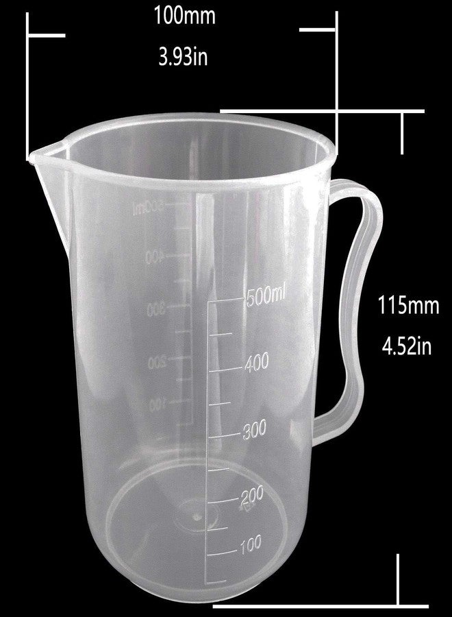 Melostu Cup 500ml Clear PP Plastic Graduated Beaker Liquid Measure Mug Container with Handle for Bakery, Milk Tea, Lab - Image 4