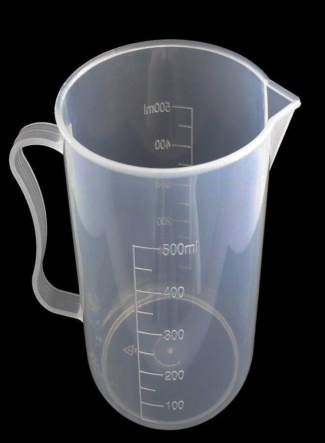 Melostu Cup 500ml Clear PP Plastic Graduated Beaker Liquid Measure Mug Container with Handle for Bakery, Milk Tea, Lab - Image 2