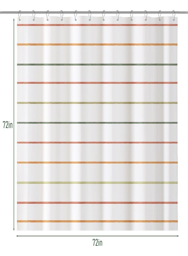 Treory Rainbow Striped Shower Curtain Set: Cute Boho Stripe Kids Shower Curtain with Hooks, Minimalist Printed Bohemian Pattern Waterproof Fabric, Modern Farmhouse Home Decor for Bathroom, 72" x 72" - Image 2