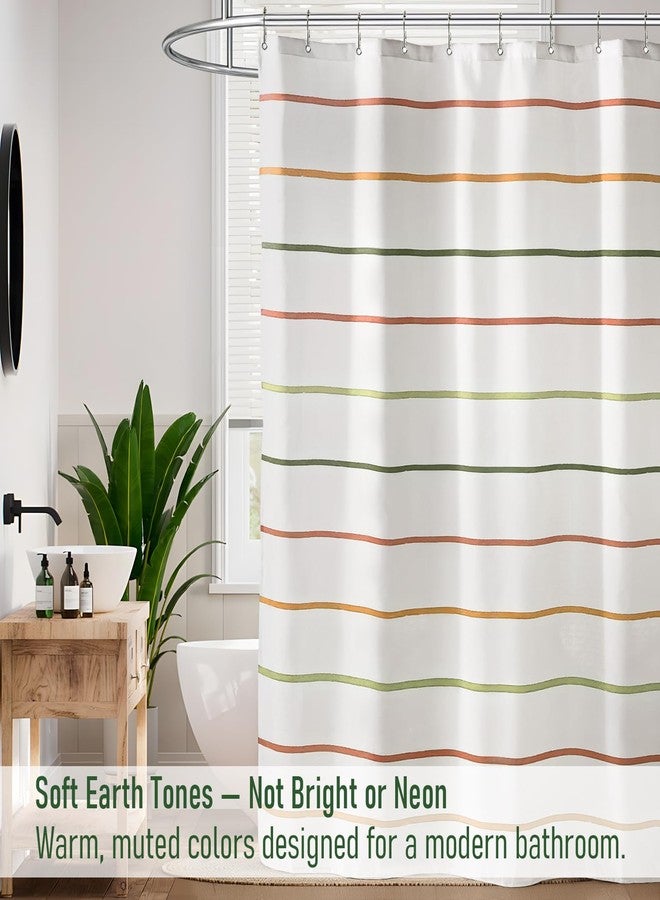 Treory Rainbow Striped Shower Curtain Set: Cute Boho Stripe Kids Shower Curtain with Hooks, Minimalist Printed Bohemian Pattern Waterproof Fabric, Modern Farmhouse Home Decor for Bathroom, 72" x 72" - Image 3