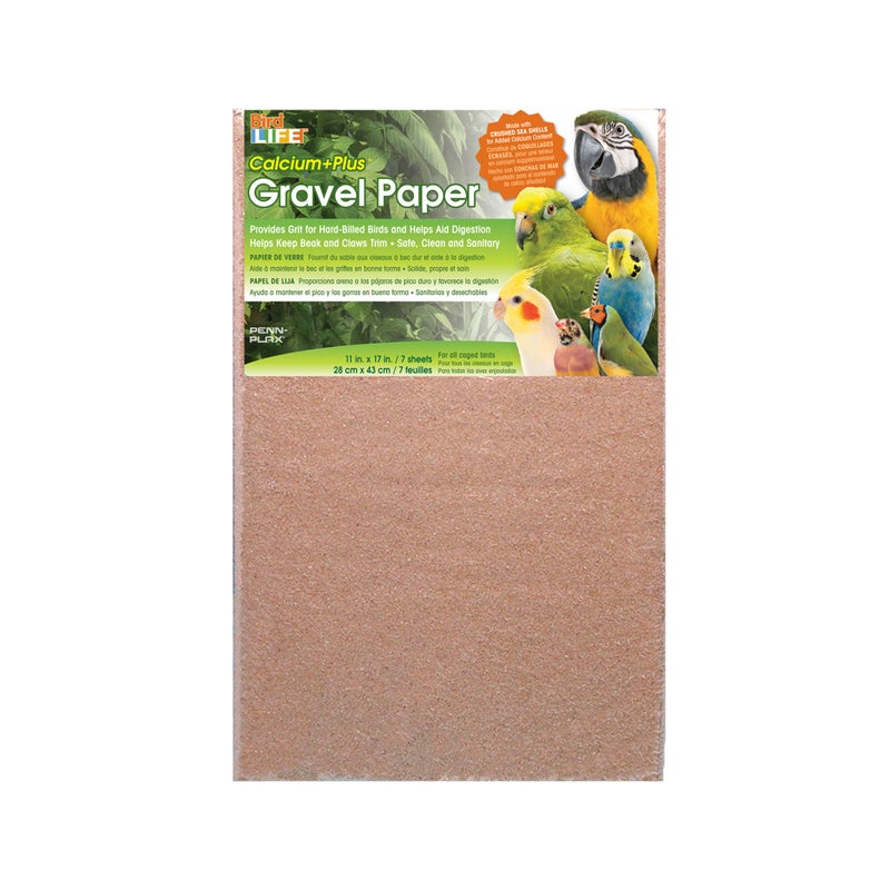 Penn Plax Penn-Plax 7-Pack of Gravel Paper, 11" x 17" | Great for Hard-Billed Birds | Clean, Easy and Safe for Birds | Aids in Digestion (BA639) - Image 1