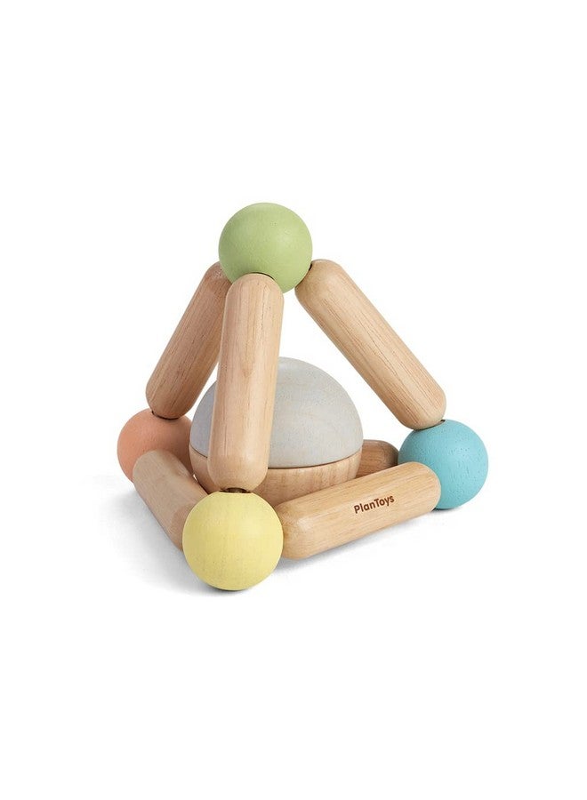 PlanToys Wooden Clutching Triangle Baby Toy with Gentle Sound in Two-Toned Ball (5256) | Pastel Color Collection |Sustainably Made from Rubberwood and Non-Toxic Paints and Dyes - Image 1