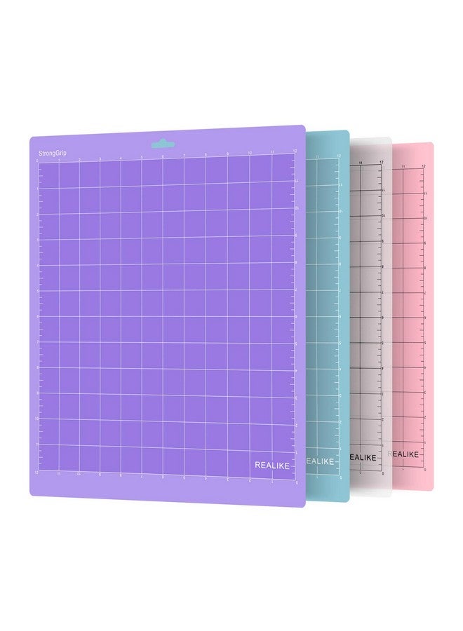 REALIKE Cutting Mat For Cricut Maker 3/Maker/Explore 3/Air 2/Air/One (12X12 Inch 4 Mats Standardgrip/Lightgrip/Stronggrip/Fabricgrip) Variety Adhesive Cricket Cut Mats For Cricut - Image 1