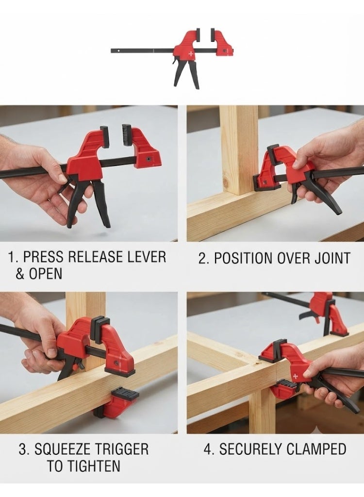 Beorol One Handed Quick Grip Mini Bar Clamp for Woodworking Carpentry - Ratchet Bar Clamp for Furniture Assembling & Manufacturing (4 inch (100mm)) - Image 2