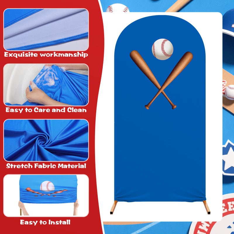 Tingjoo 3 Pcs Baseball Arch Backdrop Stand Cover 4ft, 5ft, 6ft Spandex Fitted Sports Theme Birthday Arch Cover Photo Background Props for Birthday Party Decoration - Image 2
