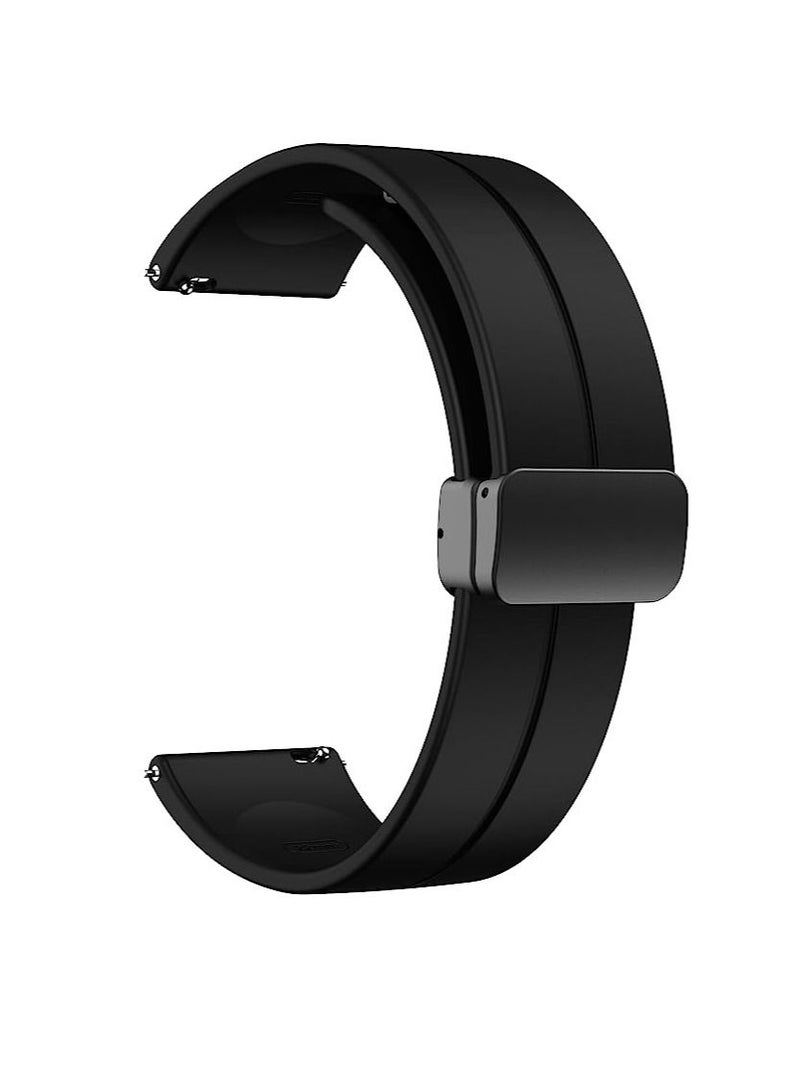 22mm Silicone Strap With Magnetic Folding Buckle  For Huawei GT3 GT2 GT2 Pro GT3 Pro Black - Image 1
